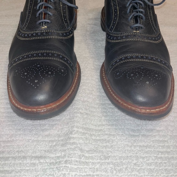 Allen Edmonds Mens 13D Strandmok Navy Blue Cap Toe Brogue Oxford DAINITE Soles - Picture 6 of 8